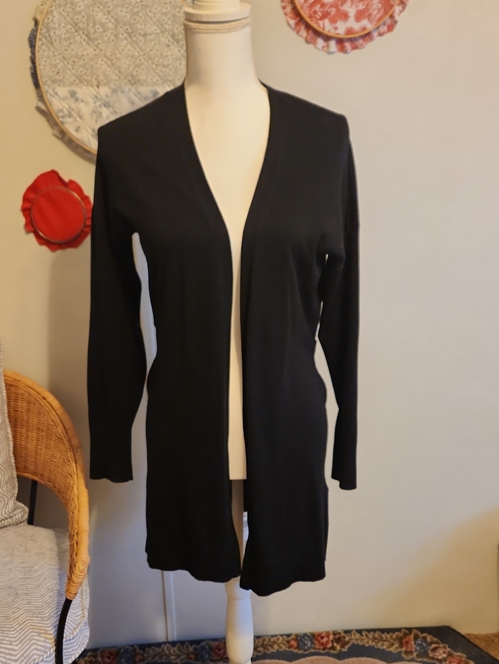 Black Open Front Women's Cardigan Sweater